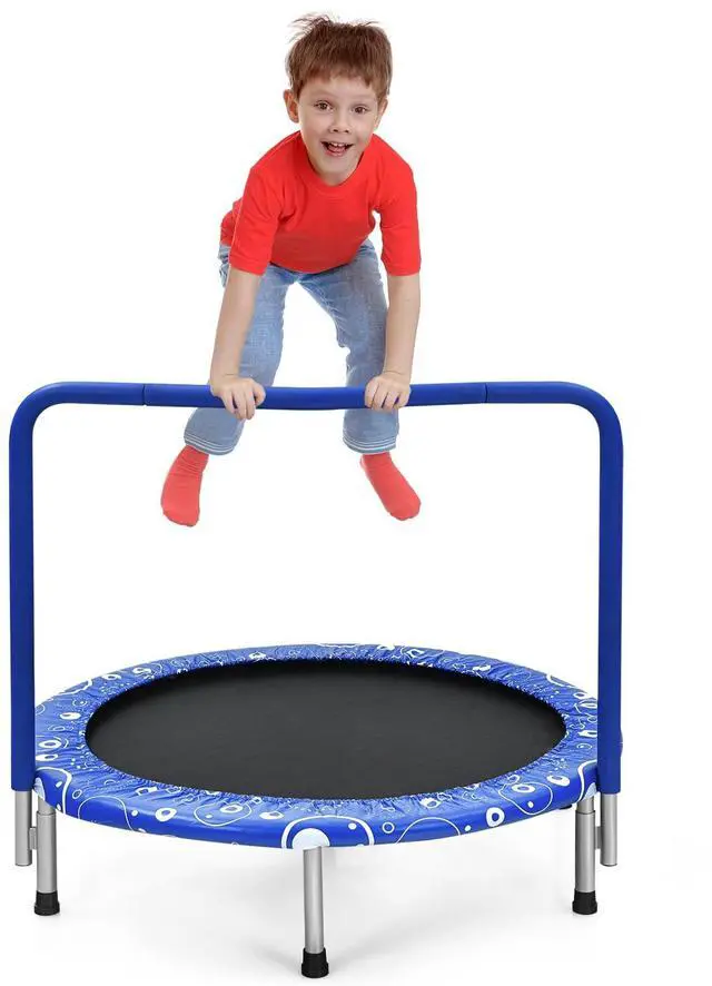 Main image of Indoor Trampoline, 36 ASTM Approved Kids Trampoline with Removable Handrails & Safety Pad, Spring-Free Folding Mini Rebounder, Small Fitness Trampoline for Toddler/Adults