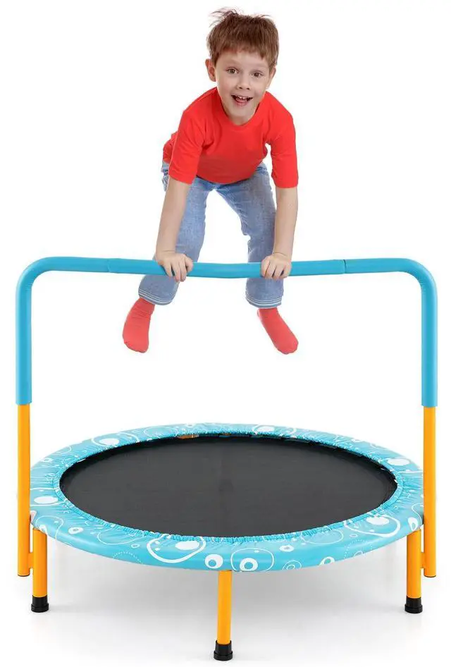 Main image of Indoor Trampoline, 36 ASTM Approved Kids Trampoline with Removable Handrails & Safety Pad, Spring-Free Folding Mini Rebounder, Small Fitness Trampoline for Toddler/Adults