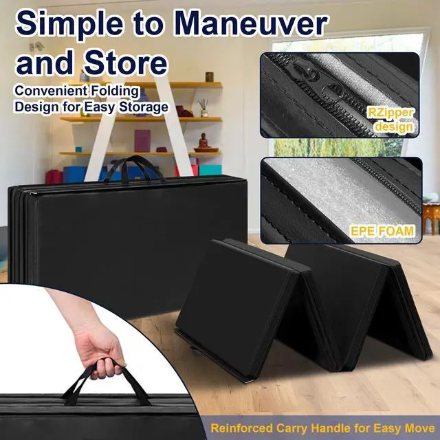 Alt view image 3 of 7 - 3'x6'x2 Thick Folding Gymnastics Exercise Mat Aerobics Stretching Yoga Mats