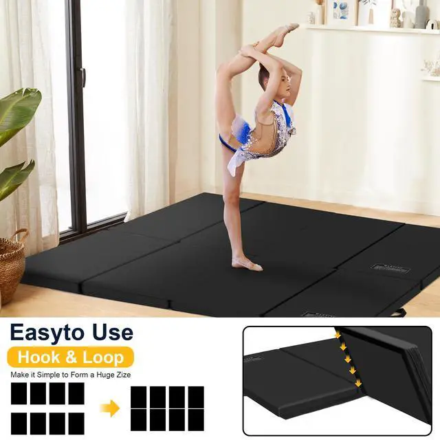 Alt view image 4 of 7 - 3'x6'x2 Thick Folding Gymnastics Exercise Mat Aerobics Stretching Yoga Mats