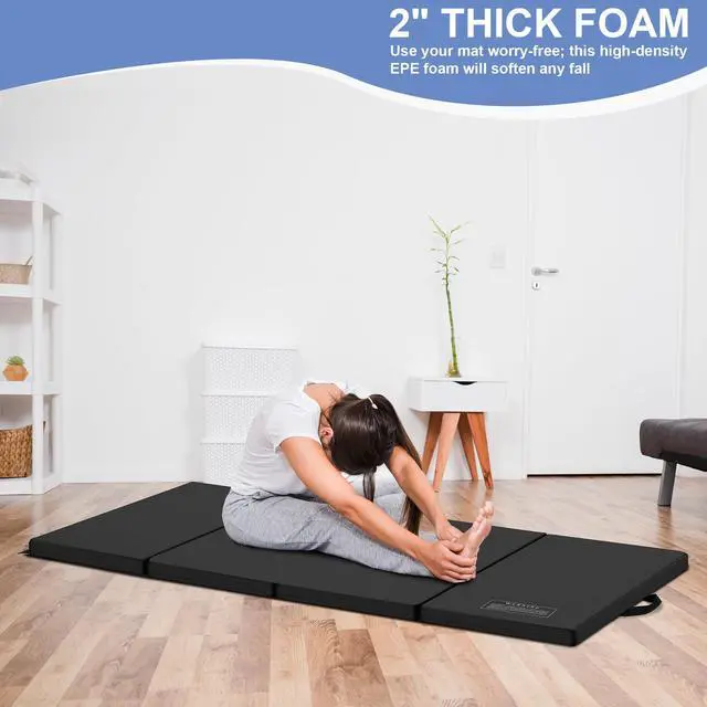 Alt view image 6 of 7 - 3'x6'x2 Thick Folding Gymnastics Exercise Mat Aerobics Stretching Yoga Mats