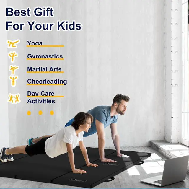 Alt view image 7 of 7 - 3'x6'x2 Thick Folding Gymnastics Exercise Mat Aerobics Stretching Yoga Mats