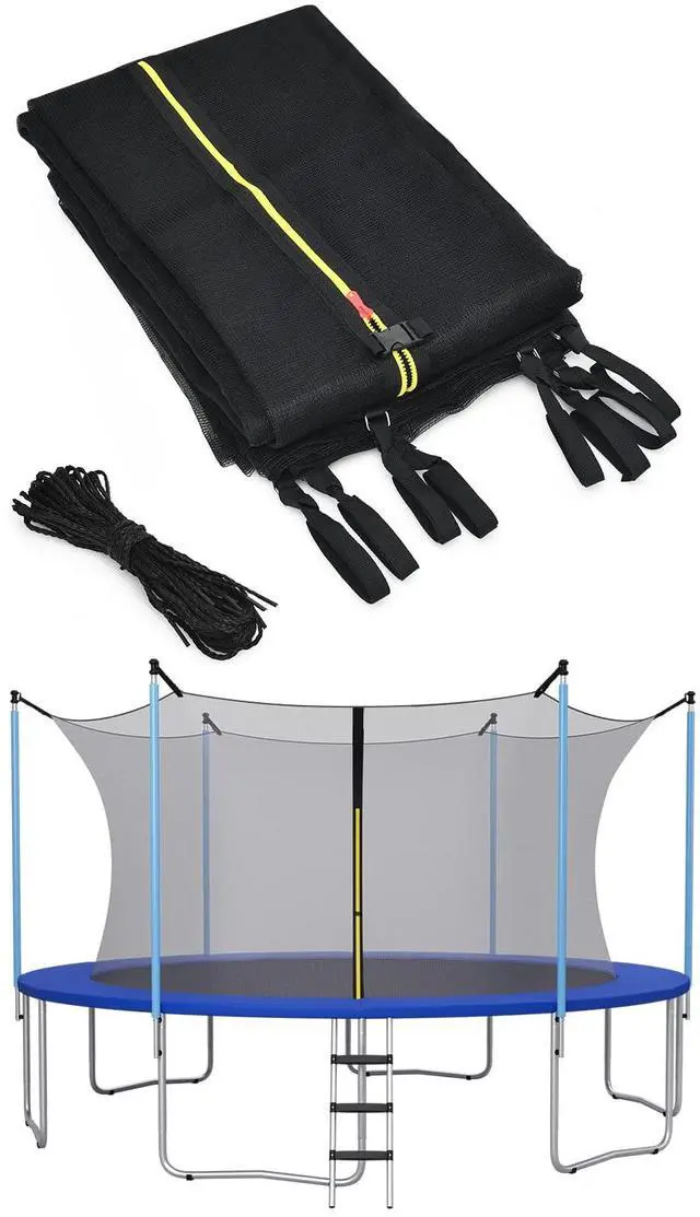 Main image of Trampoline Safety Net w/Adjustable Straps, 8 10 12 14 15 16Ft Weather-Resistant Replacement Enclosure Net with Double-Headed Zipper, Protection Buckle, Poles Not Included