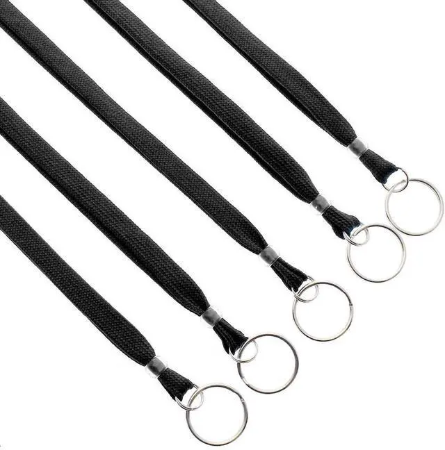 Alt view image 4 of 7 - Bulk 100 Pack - Heavy Duty Breakaway Lanyards for Keys and ID Badges with Key Chain Split Ring - Break-Away Clasp and Keychain Keyring/Badge Holder Attachment (Black)