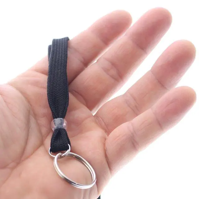 Alt view image 3 of 7 - Bulk 100 Pack - Heavy Duty Breakaway Lanyards for Keys and ID Badges with Key Chain Split Ring - Break-Away Clasp and Keychain Keyring/Badge Holder Attachment (Black)