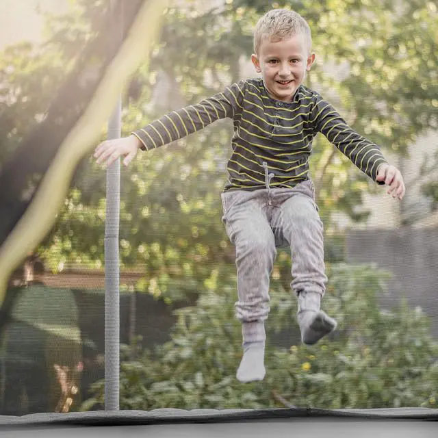 Alt view image 6 of 7 - Trampoline Safety Net w/Adjustable Straps, 8 10 12 14 15 16Ft Weather-Resistant Replacement Enclosure Net with Double-Headed Zipper, Protection Buckle, Poles Not Included