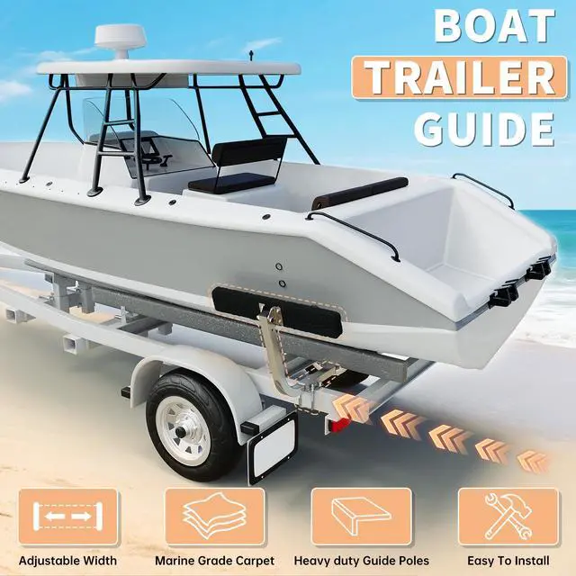 Alt view image 3 of 7 - Boat Trailer Guide 2 Foot Bunk Board Guide-On Rails Galvanized | Steel with Marine Grade Carpet Kit 75 Degree