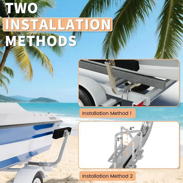 Alt view image 5 of 7 - Boat Trailer Guide 2 Foot Bunk Board Guide-On Rails Galvanized | Steel with Marine Grade Carpet Kit 75 Degree
