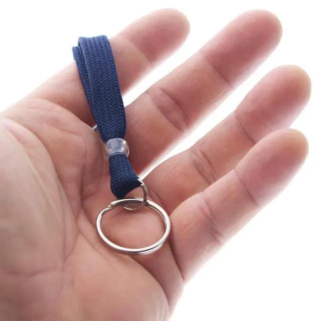 Alt view image 3 of 6 - Bulk 100 Pack - Heavy Duty Breakaway Lanyards for Keys and ID Badges with Key Chain Split Ring - Break-Away Clasp and Keychain Keyring/Badge Holder Attachment (Dark Navy Blue)