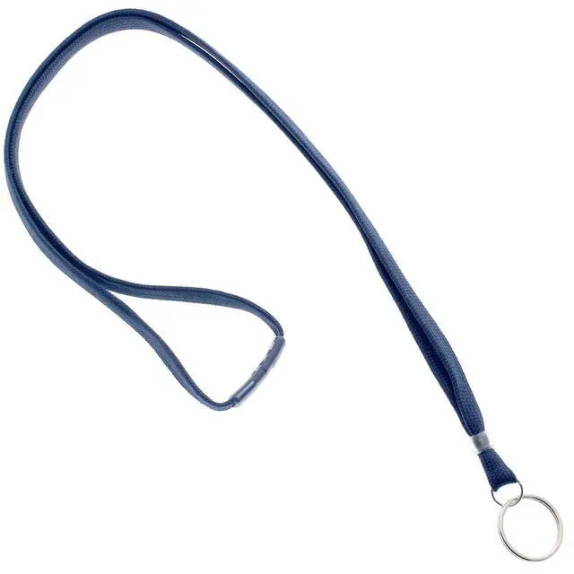 Alt view image 4 of 6 - Bulk 100 Pack - Heavy Duty Breakaway Lanyards for Keys and ID Badges with Key Chain Split Ring - Break-Away Clasp and Keychain Keyring/Badge Holder Attachment (Dark Navy Blue)