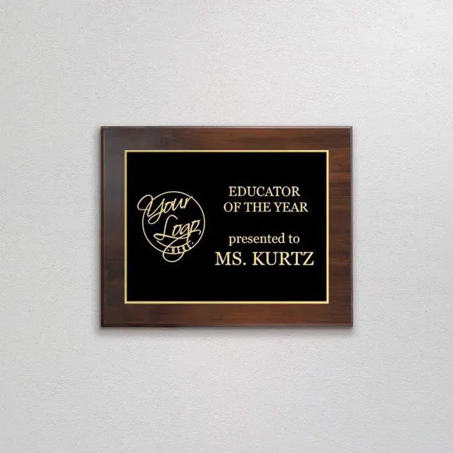 Alt view image 3 of 7 - Custom Laser Engraved Award Plaque, Personalized Recognition Plaque with Black Plate and Gold or Silver Engraving, Multiple Wood Finishes for Employee, Corporate & Achievement Awards | Custom