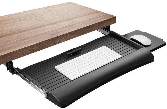 Main image of Keyboard Tray Under Desk with Adjustable Mouse Platform Easy-Glide Sliding Drawer Under Desk Slide Out Ergonomic Under Key Board Shelf for Office, Gaming, and Workstations