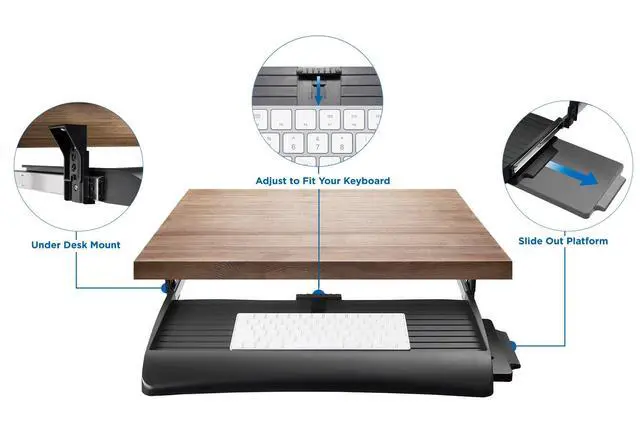 Alt view image 4 of 7 - Keyboard Tray Under Desk with Adjustable Mouse Platform Easy-Glide Sliding Drawer Under Desk Slide Out Ergonomic Under Key Board Shelf for Office, Gaming, and Workstations