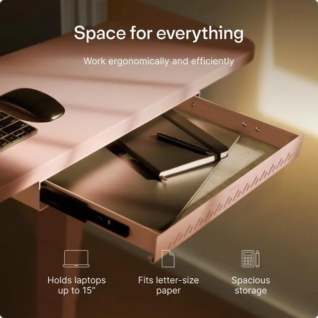 Alt view image 6 of 7 - Under Desk Drawer Hidden Under-Desk Storage Organizer, Easy Install, Large Capacity Metal Sliding Drawer for Home Office, Standing Desk & Workstation (Pink)