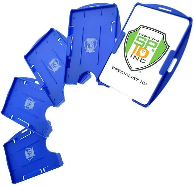 Main image of Bulk 50 Pack - Premium 2 Card ID Badge Holders - Rigid Hard Plastic - Vertical or Horizontal Orientation with Open Face by (Royal)