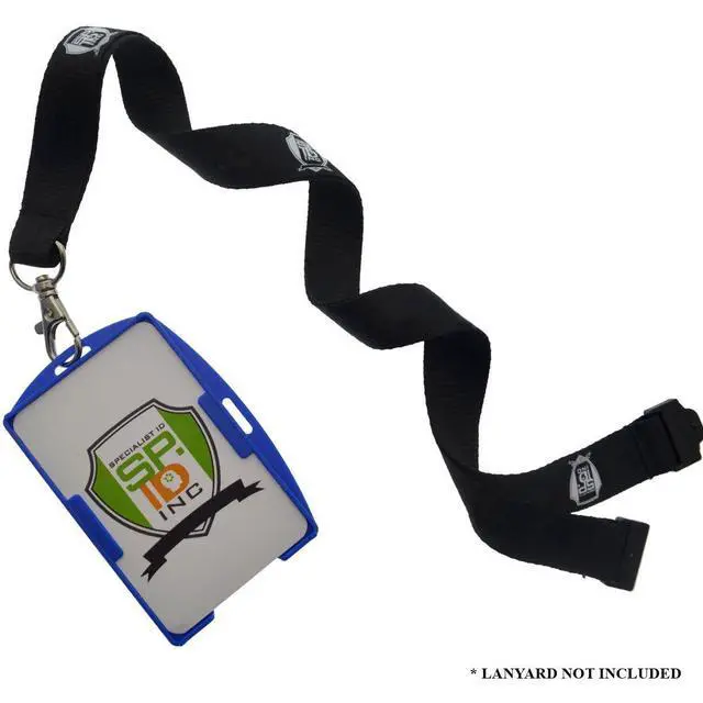 Alt view image 6 of 6 - Bulk 50 Pack - Premium 2 Card ID Badge Holders - Rigid Hard Plastic - Vertical or Horizontal Orientation with Open Face by (Royal)