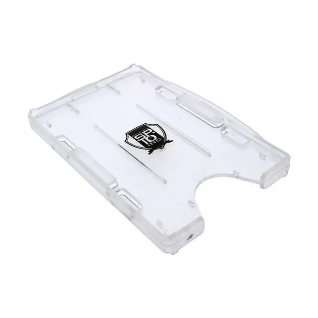 Alt view image 3 of 6 - Bulk 50 Pack - Premium 2 Card ID Badge Holders - Rigid Hard Plastic - Vertical or Horizontal Orientation with Open Face by (Clear)