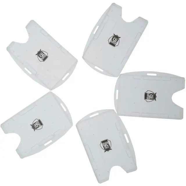 Alt view image 4 of 6 - Bulk 50 Pack - Premium 2 Card ID Badge Holders - Rigid Hard Plastic - Vertical or Horizontal Orientation with Open Face by (Clear)