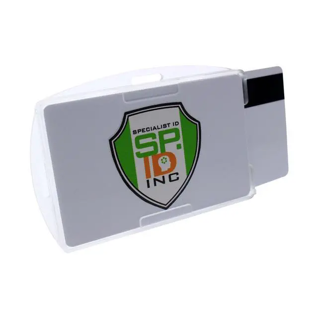 Alt view image 5 of 6 - Bulk 50 Pack - Premium 2 Card ID Badge Holders - Rigid Hard Plastic - Vertical or Horizontal Orientation with Open Face by (Clear)