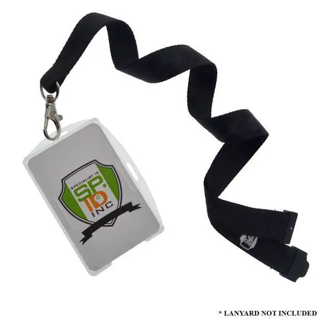 Alt view image 6 of 6 - Bulk 50 Pack - Premium 2 Card ID Badge Holders - Rigid Hard Plastic - Vertical or Horizontal Orientation with Open Face by (Clear)