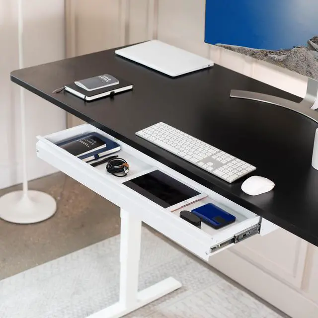 Alt view image 4 of 7 - Large 33 inch Under Desk Slide Out Storage Drawer Organizer, White, DESK-DR33-W
