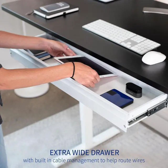 Alt view image 5 of 7 - Large 33 inch Under Desk Slide Out Storage Drawer Organizer, White, DESK-DR33-W