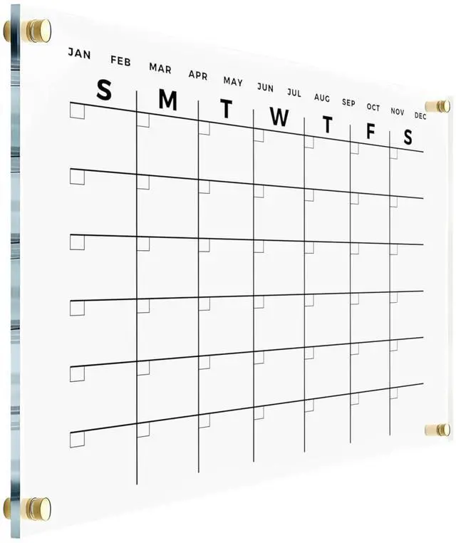 Main image of Premium Acrylic Wall Calendar - Reusable Board for Office and Home - Dry Erase Board - Large Glass Calendar for Wall (23x18" (Regular))