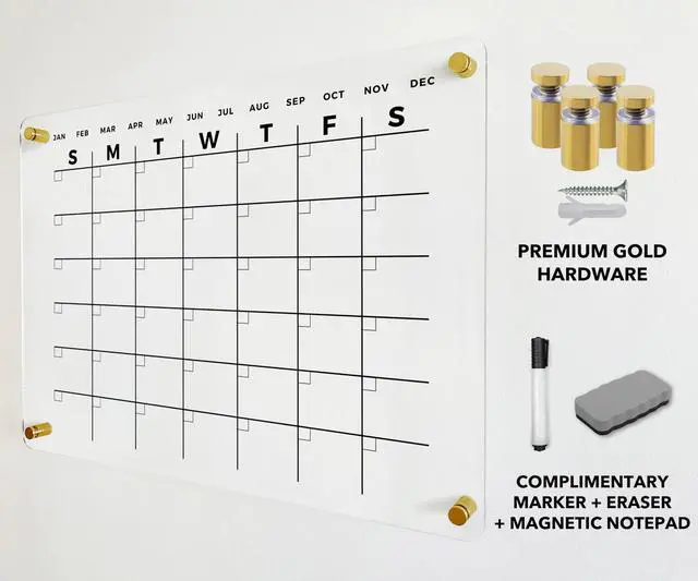 Alt view image 3 of 7 - Premium Acrylic Wall Calendar - Reusable Board for Office and Home - Dry Erase Board - Large Glass Calendar for Wall (23x18" (Regular))
