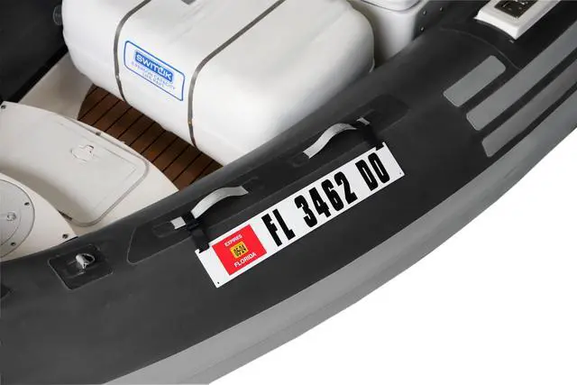 Alt view image 5 of 7 - USA Premium Custom Boat Registration Plates with Pre-Lettered Decals for Inflatable Boats, Ribs & Dinghies | Includes Velcro Mounting Straps | 4"x24" USCG Compliant - Made in USA