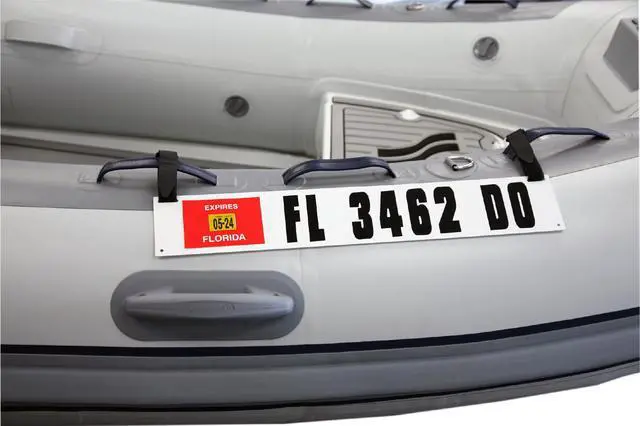 Alt view image 6 of 7 - USA Premium Custom Boat Registration Plates with Pre-Lettered Decals for Inflatable Boats, Ribs & Dinghies | Includes Velcro Mounting Straps | 4"x24" USCG Compliant - Made in USA