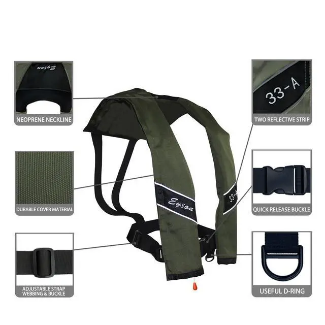 Alt view image 4 of 5 - Slim Inflatable Life Jacket Life Vest Automatic