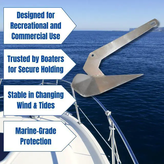 Alt view image 3 of 5 - Hot-Dipped Galvanized Delta Style Boat Anchor | High Holding Power | Self-Righting Plow Design | Corrosion Resistant | 5 kg to 50 kg (11 lb to 110 lb)