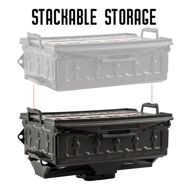 Alt view image 2 of 7 - Fully Loaded TracPak Combo Kit - Black | Includes 2 Stackable Storage Boxes | Quick Release Handle & Base | 3 Internal Trays | Track & Surface Mount Hardware | Made in USA