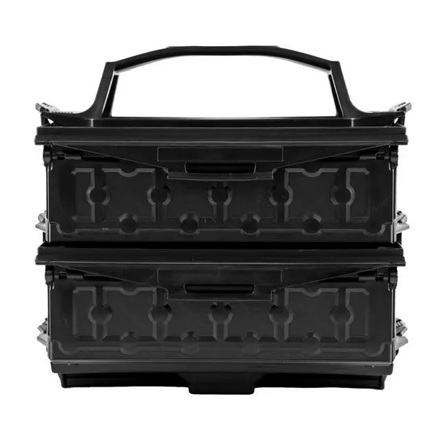 Alt view image 3 of 7 - Fully Loaded TracPak Combo Kit - Black | Includes 2 Stackable Storage Boxes | Quick Release Handle & Base | 3 Internal Trays | Track & Surface Mount Hardware | Made in USA