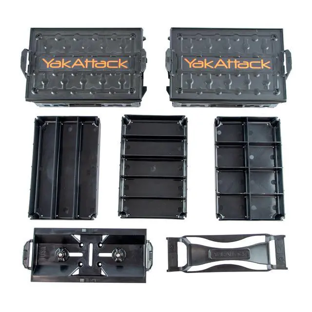 Alt view image 4 of 7 - Fully Loaded TracPak Combo Kit - Black | Includes 2 Stackable Storage Boxes | Quick Release Handle & Base | 3 Internal Trays | Track & Surface Mount Hardware | Made in USA