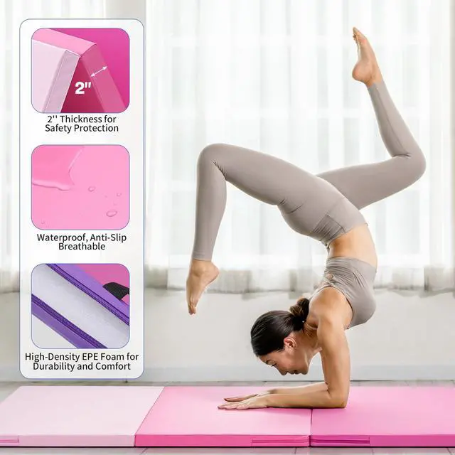 Alt view image 4 of 7 - 6'x3'x2" Gymnastics Tumbling Mats Folding Panel Thick Gym Exercise Mat for Home