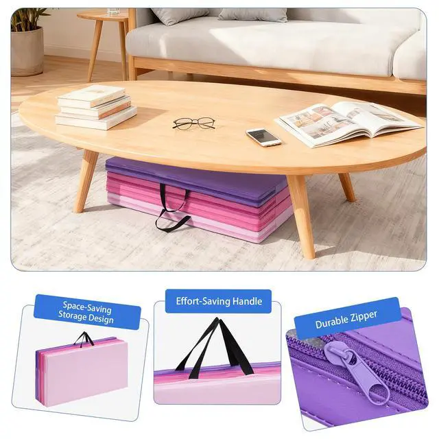 Alt view image 5 of 7 - 6'x3'x2" Gymnastics Tumbling Mats Folding Panel Thick Gym Exercise Mat for Home