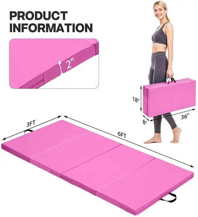 Alt view image 2 of 7 - 6'x3'x2" Gymnastics Tumbling Mats Folding Panel Thick Gym Exercise Mat for Home