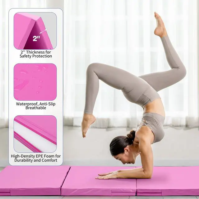Alt view image 4 of 7 - 6'x3'x2" Gymnastics Tumbling Mats Folding Panel Thick Gym Exercise Mat for Home