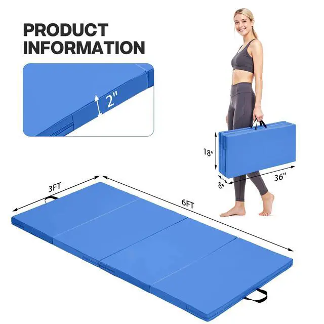 Alt view image 2 of 7 - 6'x3'x2" Gymnastics Tumbling Mats Folding Panel Thick Gym Exercise Mat for Home