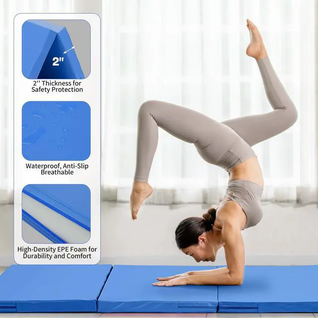 Alt view image 4 of 7 - 6'x3'x2" Gymnastics Tumbling Mats Folding Panel Thick Gym Exercise Mat for Home