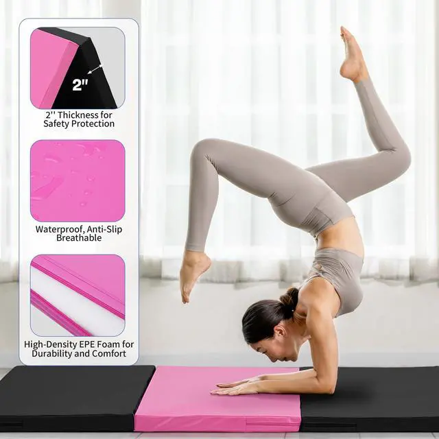 Alt view image 4 of 7 - 6'x3'x2" Gymnastics Tumbling Mats Folding Panel Thick Gym Exercise Mat for Home