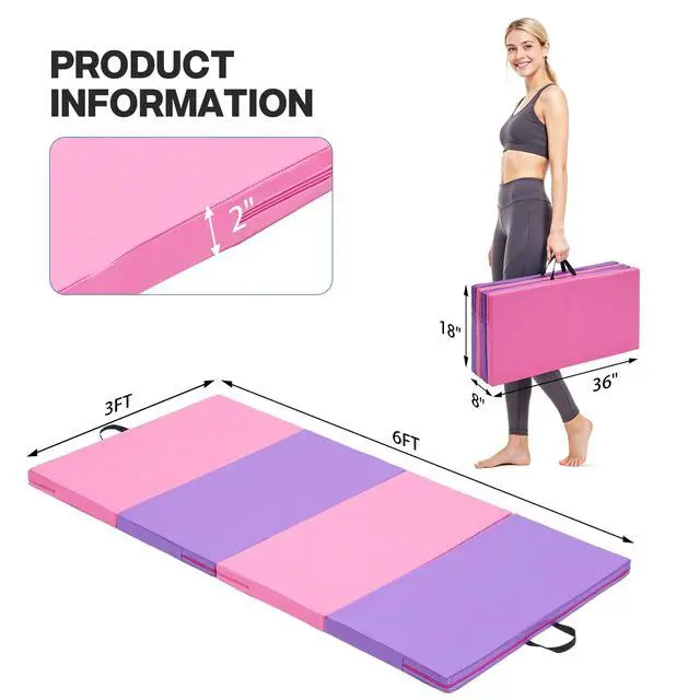 Alt view image 2 of 7 - 6'x3'x2" Gymnastics Tumbling Mats Folding Panel Thick Gym Exercise Mat for Home