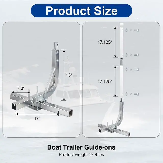 Alt view image 3 of 7 - 1 Pair of Boat Trailer Guide, Trailer Guide Ons Galvanized Steel for Boat, Fishing Boat, Sailboat Trailer, Silver, L or T Shaped
