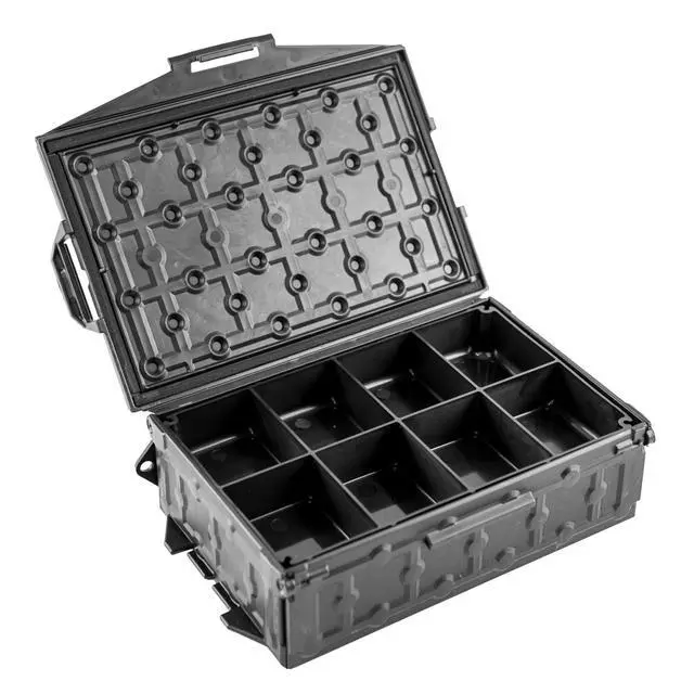 Alt view image 5 of 7 - Fully Loaded TracPak Combo Kit - Black | Includes 2 Stackable Storage Boxes | Quick Release Handle & Base | 3 Internal Trays | Track & Surface Mount Hardware | Made in USA