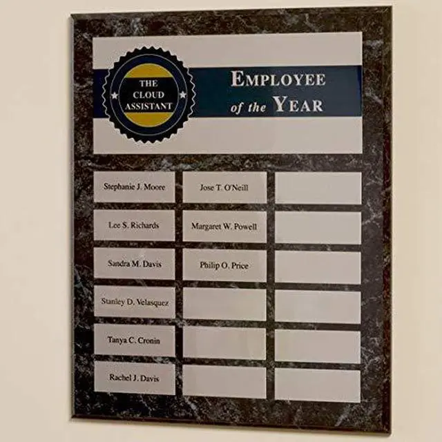Alt view image 2 of 3 - Perpetual Plaques - Great for Employee of the Month, Sponsered and Donated by Plaques and Sporting Awards. Order All Small Plates Now, or One at a Time Later (12 x 15" Executive)