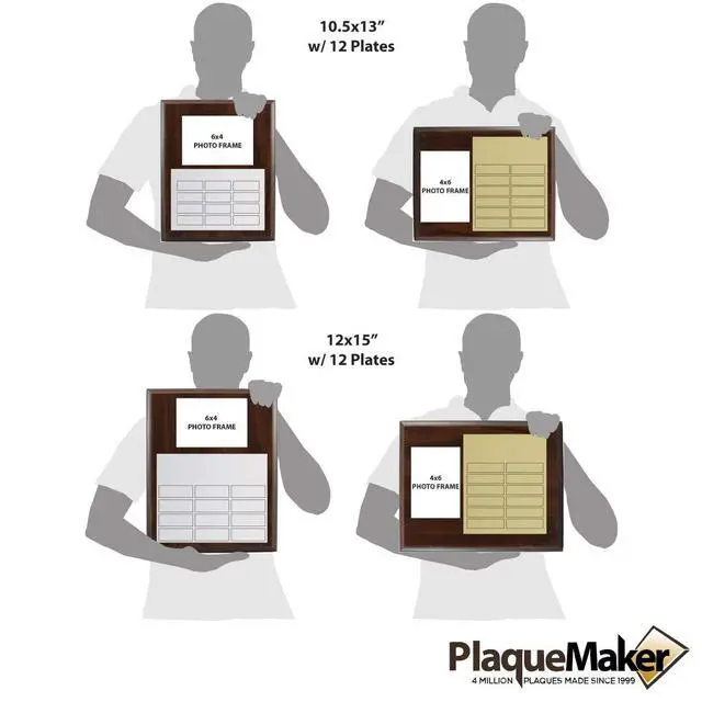Alt view image 3 of 3 - Perpetual Plaques - Great for Employee of the Month, Sponsered and Donated by Plaques and Sporting Awards. Order All Small Plates Now, or One at a Time Later (12 x 15" Photo)