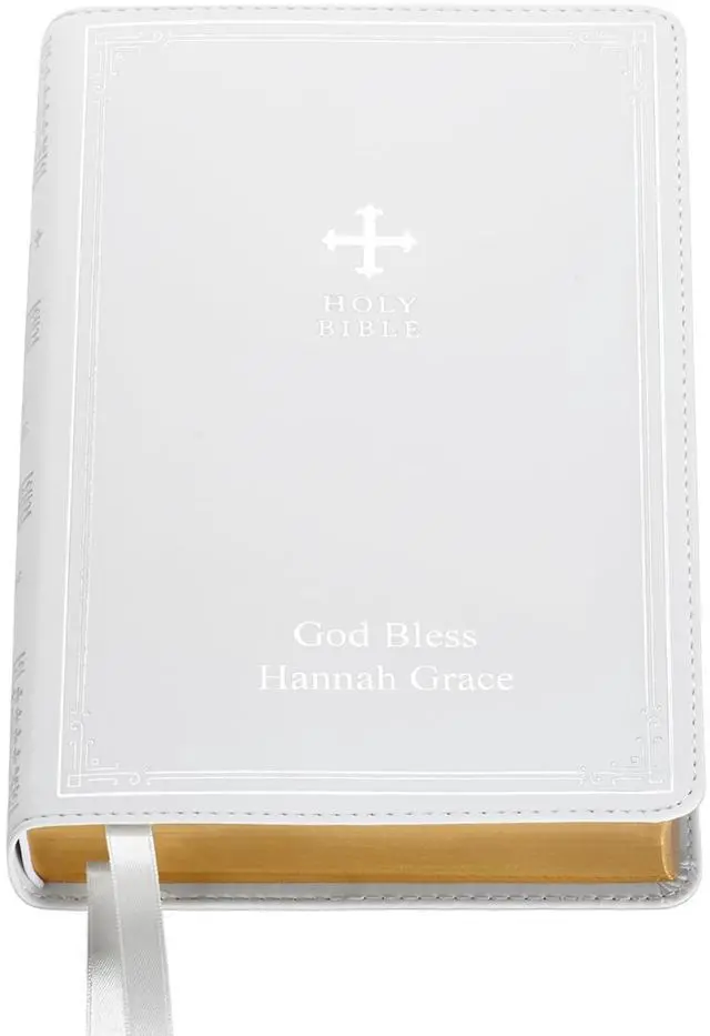 Main image of Personalized Catholic Bible - New & Old Testament - White - Gift of Faith - Customized with Message - 9.4" L x 6" W - Catholic Bible - White Cover