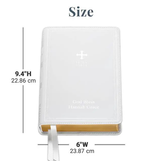 Alt view image 6 of 7 - Personalized Catholic Bible - New & Old Testament - White - Gift of Faith - Customized with Message - 9.4" L x 6" W - Catholic Bible - White Cover