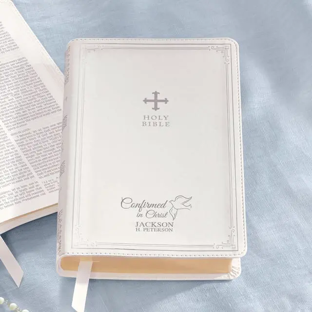 Alt view image 4 of 7 - Personalized Catholic Bible for Confirmation - Religious Keepsake - Sacrament for Kids, Young Adults - Confirmed in Christ - White Cover